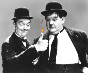 Laurel and Hardy in a scene from "Way Out West."